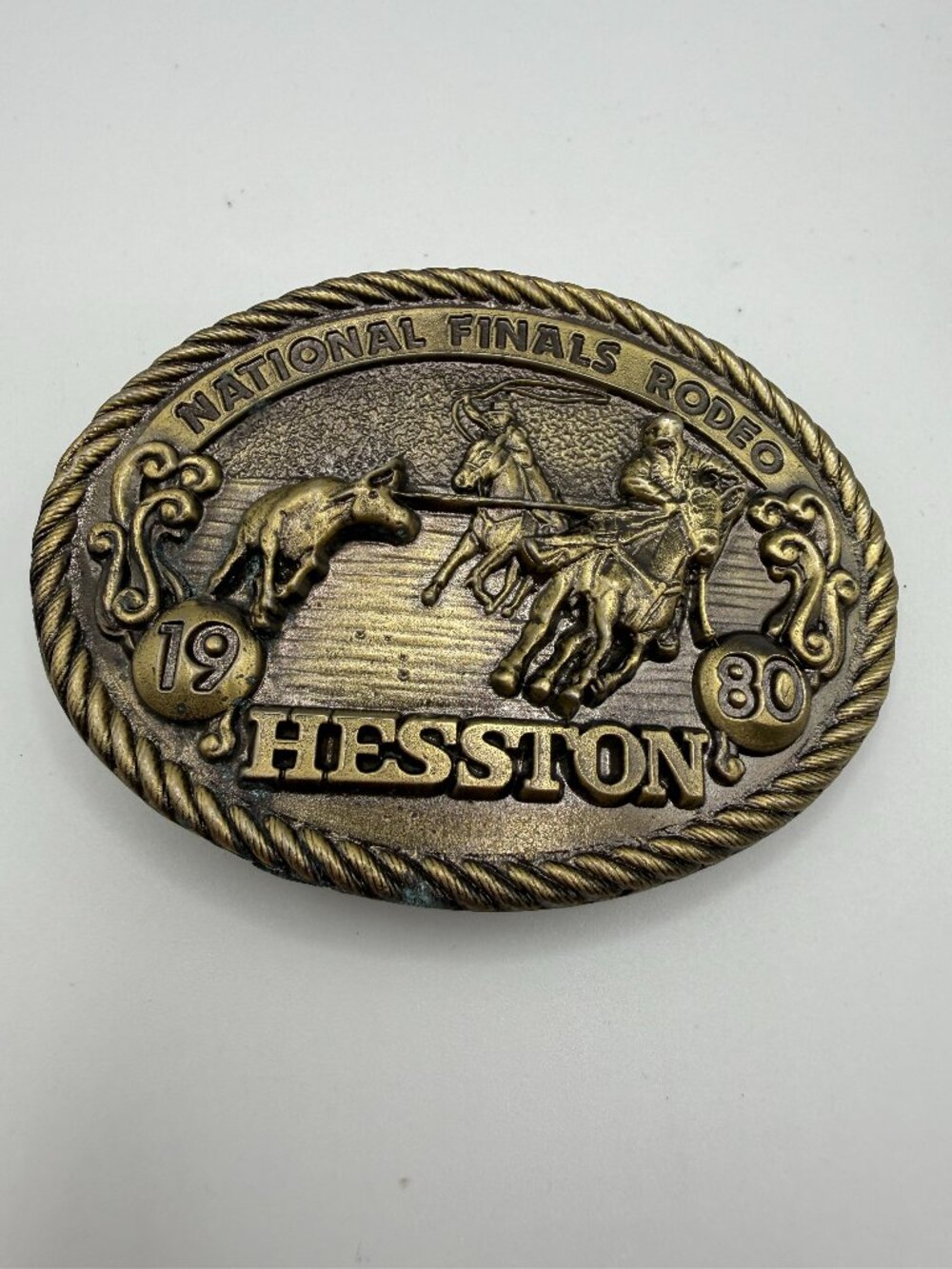 Vintage 1980 Hesston National Finals Rodeo Belt Buckle